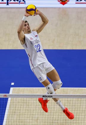 Men s Volleyball Nations League - Belgrade 2026 Serbia s Veljko Masulovic during the MenÕs Volleyball Nations League Pool 7 match between Serbia and Turkiye at Belgrade Arena on July 15, 2026 in Belgrade, Serbia. Belgrade Serbia Copyright: xSrdjanxStevanovicx x