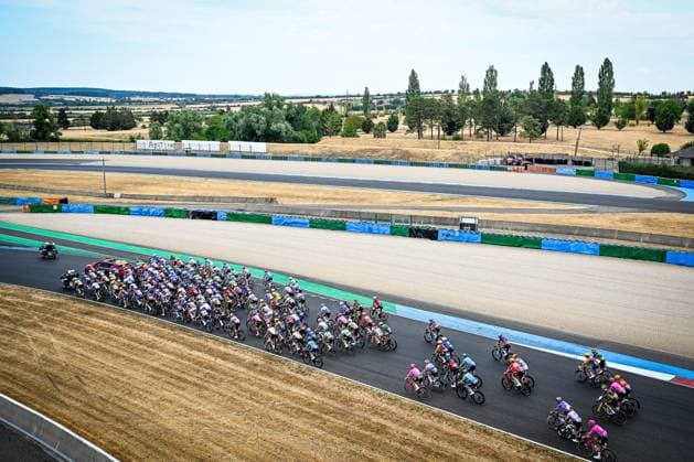 The pack of riders pictured before the start of stage 12 of the 2026 Tour de France cycling race, a stage of 181km from Nevers Magny-Cours to Chalon-sur-Saone, on Thursday 16 July 2026. The 113th edition of the Tour de France starts on Saturday 4 July in Barcelona, Spain, and will finish in Paris, France on the 26th of July. JASPERxJACOBS  x181250970x