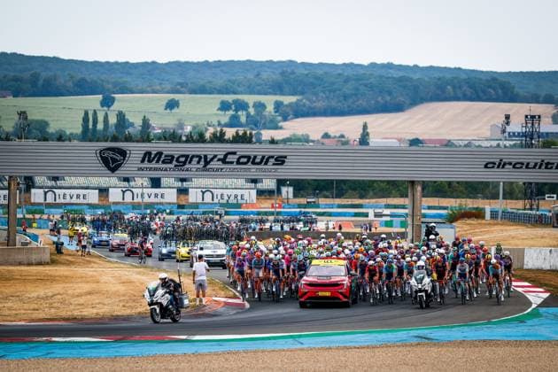 The pack of riders pictured before the start of the stage 12 of the 2026 Tour de France cycling race, a stage of 181km from Nevers Magny-Cours to Chalon-sur-Saone, on Thursday 16 July 2026. The 113th edition of the Tour de France starts on Saturday 4 July in Barcelona, Spain, and will finish in Paris, France on the 26th of July. POOLxLUCAxBETTINI  x181250973x