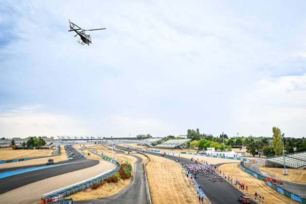 The pack of riders pictured before the start of stage 12 of the 2026 Tour de France cycling race, a stage of 181km from Nevers Magny-Cours to Chalon-sur-Saone, on Thursday 16 July 2026. The 113th edition of the Tour de France starts on Saturday 4 July in Barcelona, Spain, and will finish in Paris, France on the 26th of July. JASPERxJACOBS  x181251030x