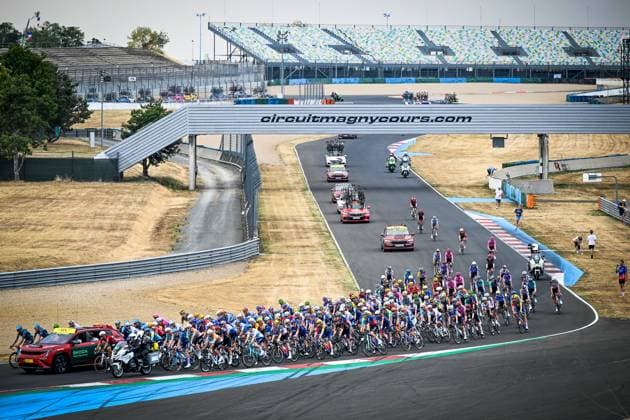 The pack of riders pictured before the start of stage 12 of the 2026 Tour de France cycling race, a stage of 181km from Nevers Magny-Cours to Chalon-sur-Saone, on Thursday 16 July 2026. The 113th edition of the Tour de France starts on Saturday 4 July in Barcelona, Spain, and will finish in Paris, France on the 26th of July. JASPERxJACOBS  x181253319x