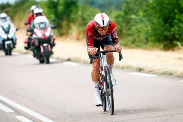 French Baptiste Veistroffer of Lotto Intermarche pictured in action during the stage 12 of the 2026 Tour de France cycling race, a stage of 181km from Nevers Magny-Cours to Chalon-sur-Saone, on Thursday 16 July 2026. The 113th edition of the Tour de France starts on Saturday 4 July in Barcelona, Spain, and will finish in Paris, France on the 26th of July. POOLxLUCAxBETTINI  x181258973x