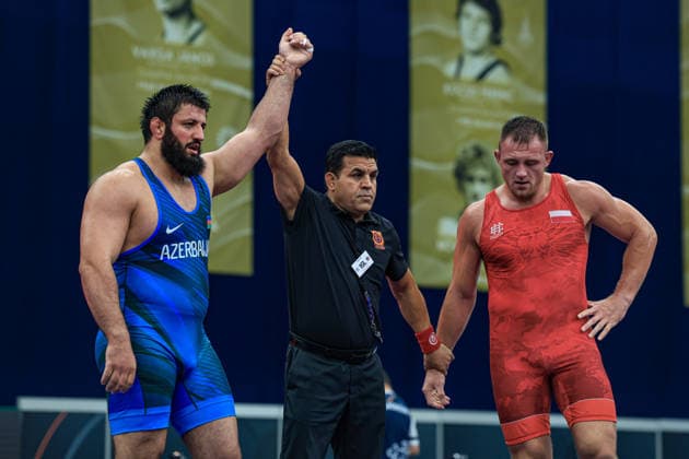 Wrestling Ranking Series Polyak & Janos & Istvan Memorial 125kg FS - Giorgi Meshvildishvili (AZE) df. Robert Baran (POL) *** Wrestling Ranking Series: Janos Istvan Polyak Memorial, 125 kg Freestyle: Giorgi Meshvildishvili (AZE) def. Robert Baran (POL) Copyright: xUnitedxWorldxWrestlingx xAmirrezx United World Wrestling Kadir C