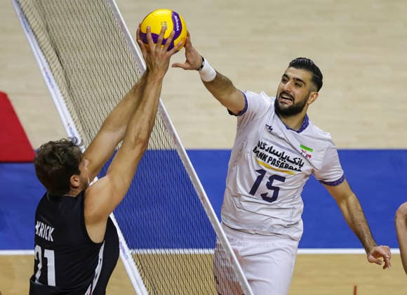 WomenÕs Volleyball Nations League - Belgrade 2026 IranÕs Arshia Behnezhad in action against Germany s Tobias Krick during the MenÕs Volleyball Nations League Pool 7 match between Germany and Iran at Belgrade Arena on July 16, 2026 in Belgrade, Serbia. Belgrade Serbia Copyright: xSrdjanxStevanovicx x