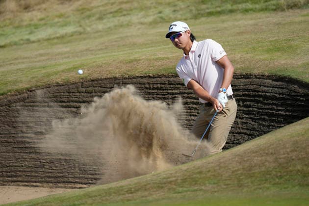 SOUTHPORT, ENGLAND - JULY 16: Min Woo Lee (AUS) plays from a green side bunker on the 3rd hole during Round 1 of the 154th Open Championship at the Royal Birkdale Golf Club, Southport on July 16, 2026 in Merseyside, England The 154th British Open Championship