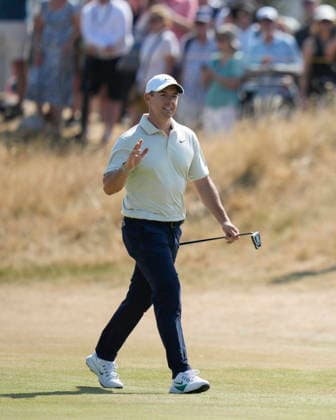 SOUTHPORT, ENGLAND - JULY 16: Rory McIlroy (NIR) walks onto the 1st green during Round 1 of the 154th Open Championship at the Royal Birkdale Golf Club, Southport on July 16, 2026 in Merseyside, England The 154th British Open Championship