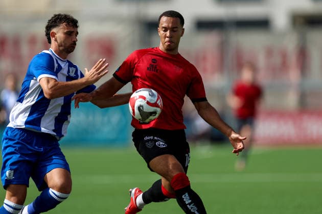 UEFA Europa Conference League First Qualifying Round Second Leg, Europa Point Stadium, Gibraltar 16 7 2026 St. Joseph s vs Bohemians Bohemians Douglas James-Taylor fights for possession Douglas James-Taylor fights for possession16 7 2026  Copyright: xx 0F7A8589