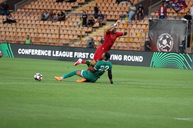 RECORD DATE NOT STATED UEFA Conference League: FC Pyunik v Marsaxlokk FC Iasonas Pikis and Christoffer Mafoumbi during the UEFA Conference League match between FC Pyunik and Marsaxlokk FC at Republican Stadium after Vazgen Sargsyan in Yerevan, Armenia on July 16, 2026