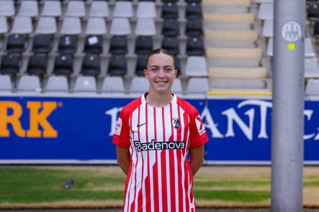 Nora Scherer; SC Freiburg; 1.BL Frauen, Porträttermin 2026 2027 Freiburg Dreisamstadion Baden-Wuerttemberg Deutschland *** Nora Scherer, SC Freiburg 1, Women s Bundesliga, Photo Shoot 2026–2027, Freiburg, Dreisamstadion, Baden-Württemberg, Germany Copyright: xAA STEINSIEK.CHx