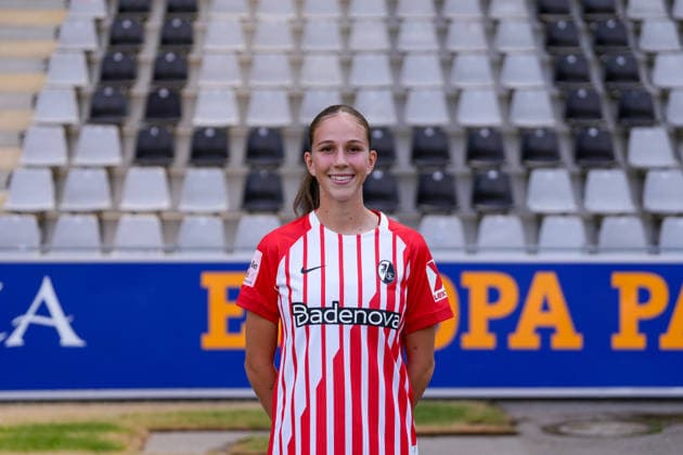 Maj Schneider; SC Freiburg; 1.BL Frauen, Porträttermin 2026 2027 Freiburg Dreisamstadion Baden-Wuerttemberg Deutschland *** Maj Schneider, SC Freiburg 1, Women s Bundesliga, Photo Shoot 2026–2027, Freiburg, Dreisamstadion, Baden-Württemberg, Germany Copyright: xAA STEINSIEK.CHx
