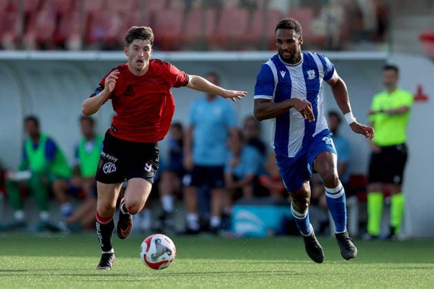 UEFA Europa Conference League First Qualifying Round Second Leg, Europa Point Stadium, Gibraltar 16 7 2026 St. Joseph s vs Bohemians Bohemians Colm Whelan and St Joseph s SÃ Colm Whelan and SÃ bastien Lauture16 7 2026  Copyright: xx 0F7A0162