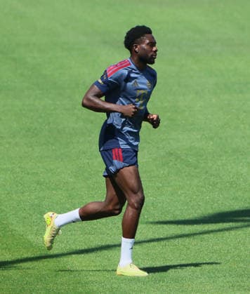 16.07.2026, FC Bayern Training , Saebenerstrasse Muenchen, Fussball, im Bild: Alphons Davies (FC Bayern Muenchen) *** July 16, 2026, FC Bayern Training, Saebenerstrasse, Munich, Soccer, Sports, Pictured: Alphons Davies, FC Bayern Munich