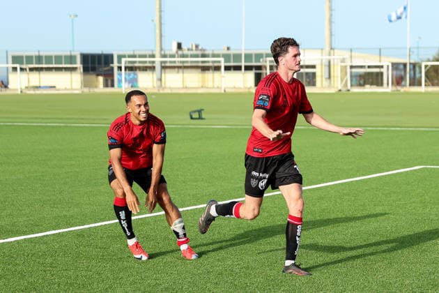 UEFA Europa Conference League First Qualifying Round Second Leg, Europa Point Stadium, Gibraltar 16 7 2026 St. Joseph s vs Bohemians Bohemians Pat Hickey is urged to celebrate with supporters by Douglas James-Taylor Pat Hickey is urged to celebrate with supporters by Douglas James-Taylor 16 7 2026  Copyright: xx 0F7A0392