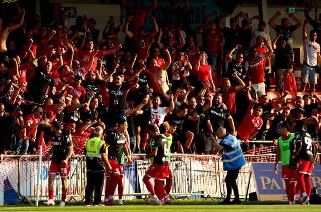 UEFA Europa League First Qualifying Round Second Leg, Ryan McBride Brandywell Stadium, Derry 16 7 2026 Derry City vs CSKA Sofia CSKA Sofia™s Ioannis Pittas celebrates scoring his side™s first goal of the game Ioannis Pittas celebrates scoring his side™s first goal 16 7 2026  Copyright: xx RB1_9961