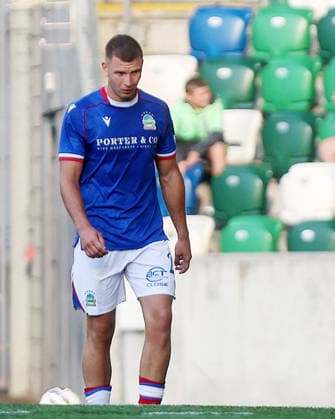 UEFA Europa Conference League First Qualifying Round Second Leg, Windsor Park, Belfast 16 7 2026 Linfield vs Nomme Kalju Linfield s Ethan McGee dejected after being sent off Ethan McGee dejected after being sent off 16 7 2026  Copyright: xx 160726JP3football011