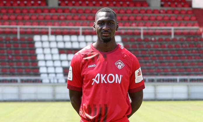 FC Würzburger Kickers; 3.Liga, Porträttermin 2026 2027, Tarsis Bonga (FC Würzburger Kickers); 3.Liga, Porträttermin 2026 2027 Würzburg AKON ARENA Bayern Deutschland *** FC Würzburger Kickers, 3rd Division, Photo Shoot 2026–2027, Team Photo: Tarsis Bonga; FC Würzburger Kickers, 3rd Division, Photo Shoot 2026–2027; Würzburg, AKON ARENA, Bavaria, Germany