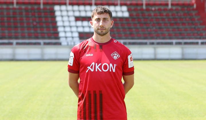 FC Würzburger Kickers; 3.Liga, Porträttermin 2026 2027, Dominik Meisel (FC Würzburger Kickers); 3.Liga, Porträttermin 2026 2027 Würzburg AKON ARENA Bayern Deutschland *** FC Würzburger Kickers, 3rd Division, Photo Shoot 2026–2027, Team Photo by Dominik Meisel, FC Würzburger Kickers, 3rd Division, Photo Shoot 2026–2027, Würzburg, AKON ARENA, Bavaria, Germany