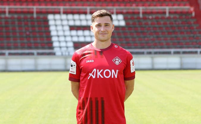 FC Würzburger Kickers; 3.Liga, Porträttermin 2026 2027, Tim Kraus (FC Würzburger Kickers); 3.Liga, Porträttermin 2026 2027 Würzburg AKON ARENA Bayern Deutschland *** FC Würzburger Kickers, 3rd Division, Photo Shoot 2026–2027, Team Photo: Tim Kraus, FC Würzburger Kickers, 3rd Division, Photo Shoot 2026–2027, Würzburg, AKON ARENA, Bavaria, Germany