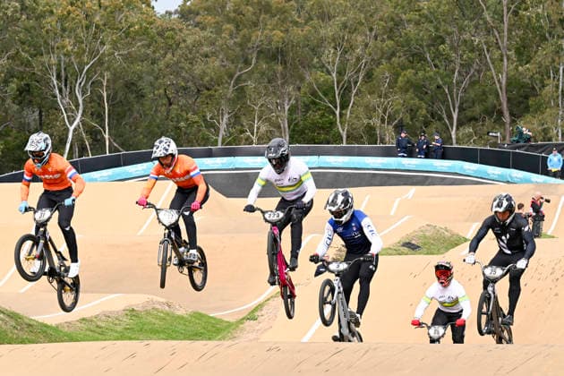 RECORD DATE NOT STATED 17th July 2026; Brisbane SX International BMX Centre, Brisbane, Queensland, Australia: 2026 UCI BMX Racing World Championships, Day One; the mens elite riders during practice on day 1 NigelxOwen