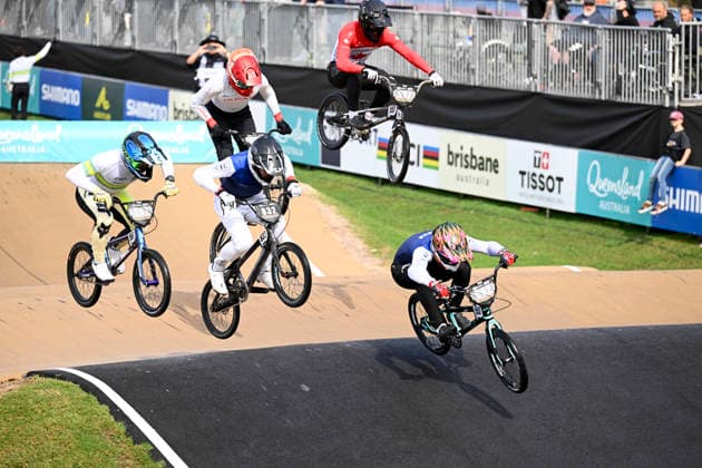 RECORD DATE NOT STATED 17th July 2026; Brisbane SX International BMX Centre, Brisbane, Queensland, Australia: 2026 UCI BMX Racing World Championships, Day One; juniors and under 23 riders during practice on day 1 NigelxOwen