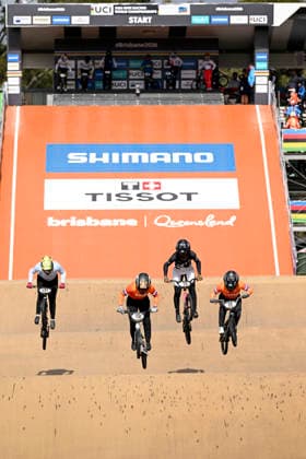 RECORD DATE NOT STATED 17th July 2026; Brisbane SX International BMX Centre, Brisbane, Queensland, Australia: 2026 UCI BMX Racing World Championships, Day One; the womens elite riders during practice on day 1 NigelxOwen