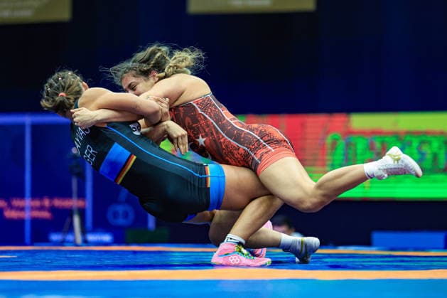 Wrestling Ranking Series Polyak & Janos & Istvan Memorial 55kg WW - Anastasia Blayvas (GER) df. Tuba Demir (TUR) *** Wrestling Ranking Series: Janos Istvan Polyak Memorial, 55kg WW: Anastasia Blayvas (GER) def. Tuba Demir (TUR) Copyright: xUnitedxWorldxWrestlingx xAmirrezx United World Wrestling Kadir C