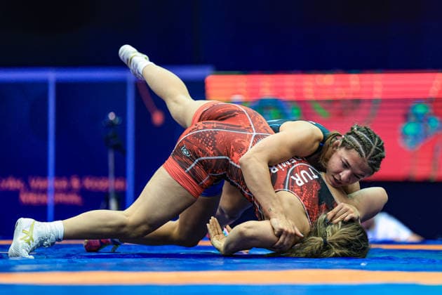 Wrestling Ranking Series Polyak & Janos & Istvan Memorial 55kg WW - Anastasia Blayvas (GER) df. Tuba Demir (TUR) *** Wrestling Ranking Series: Janos Istvan Polyak Memorial, 55kg WW: Anastasia Blayvas (GER) def. Tuba Demir (TUR) Copyright: xUnitedxWorldxWrestlingx xAmirrezx United World Wrestling Kadir C
