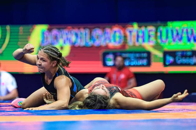Wrestling Ranking Series Polyak & Janos & Istvan Memorial 55kg WW - Anastasia Blayvas (GER) df. Tuba Demir (TUR) *** Wrestling Ranking Series: Janos Istvan Polyak Memorial, 55kg WW: Anastasia Blayvas (GER) def. Tuba Demir (TUR) Copyright: xUnitedxWorldxWrestlingx xAmirrezx United World Wrestling Kadir C