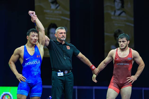 Wrestling Ranking Series Polyak & Janos & Istvan Memorial 79kg FS - Suldkhuu Olonbayar (MGL) df. Dzhabrail Gadzhiev (AZE) *** Wrestling Ranking Series: Janos Istvan Polyak Memorial, 79 kg Freestyle: Suldkhuu Olonbayar (MGL) defeated Dzhabrail Gadzhiev (AZE) Copyright: xUnitedxWorldxWrestlingx xAmirrezx United World Wrestling Kadir C