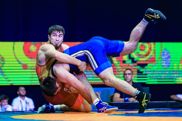Wrestling Ranking Series Polyak & Janos & Istvan Memorial 97kg FS - Akhmed Magomed O Tazhudinov (BRN) df. Batyrbek Tsakulov (SVK) *** Wrestling Ranking Series: Janos Istvan Polyak Memorial, 97 kg Freestyle: Akhmed Magomed O. Tazhudinov (BRN) def. Batyrbek Tsakulov (SVK) Copyright: xUnitedxWorldxWrestlingx xAmirrezx United World Wrestling Kadir C