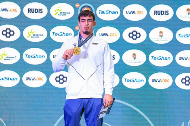 Wrestling Ranking Series Polyak & Janos & Istvan Memorial Podium 92kg FS - Gold: Ali Magomedovitch Tcokaev (AZE) *** Wrestling Ranking Series: Janos Istvan Polyak Memorial – Podium, 92 kg Freestyle – Gold: Ali Magomedovitch Tcokaev (AZE) Copyright: xUnitedxWorldxWrestlingx xAmirrezx United World Wrestling Kadir C