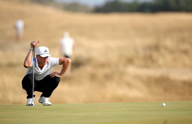 154th Open Golf Championships - Round 2 Tiger Christensen of Germany lines up a putt during Round 2 of the British Open Golf Championships at Royal Birkdale in Southport, Britain, 17 July 2026. SOUTHPORT UNITED KINGDOM  Copyright: xADAMxVAUGHANx