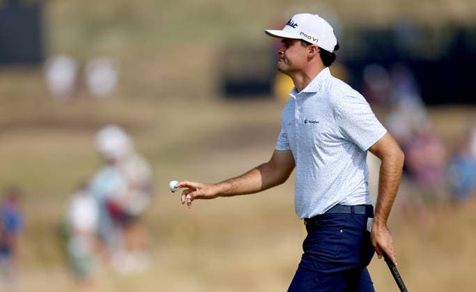 154th Open Golf Championships - Round 2 Jackson Suber of the USA reacts after a putt on the 9th green during Round 2 of the British Open Golf Championships at Royal Birkdale in Southport, Britain, 17 July 2026. SOUTHPORT UNITED KINGDOM  Copyright: xADAMxVAUGHANx