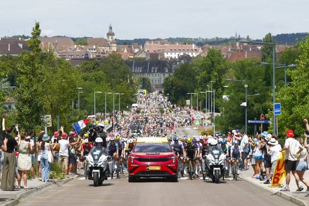The start of stage 13 of the 2026 Tour de France cycling race, a stage of 205km from Dole to Belfort, on Friday 17 July 2026. The 113th edition of the Tour de France starts on Saturday 4 July in Barcelona, Spain, and will finish in Paris, France on the 26th of July. POOLxLUCAxBETTINI  x181329245x