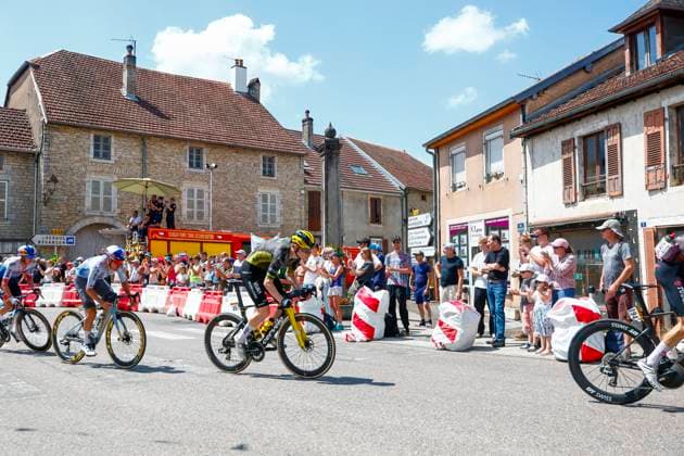 Tour de France 2026 Stage 13 BELFORT, FRANCE - JULY 17 : Hagenes Per Strand (NOR) of Team Visma Lease a Bike, Pidcock Tom (GBR) of Pinarello - Q36.5 Pro Cycling Team in action during stage 13 of the 113rd edition of Tour de France an UCI World Tour 2.UWT cycling road race stage for Men Elite of 205 km with start in Dole and finish in Belfort on July 17, 2026 in Belfort, France, 17 07 2026 Belfort France  Copyright: xLucaxBettinix