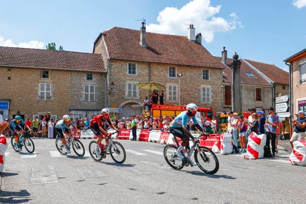 Tour de France 2026 Stage 13 BELFORT, FRANCE - JULY 17 : Craps Lars (BEL) of Lotto - Intermarche, Girmay Biniam (ERI) of NSN Cycling Team in action during stage 13 of the 113rd edition of Tour de France an UCI World Tour 2.UWT cycling road race stage for Men Elite of 205 km with start in Dole and finish in Belfort on July 17, 2026 in Belfort, France, 17 07 2026 Belfort France  Copyright: xLucaxBettinix