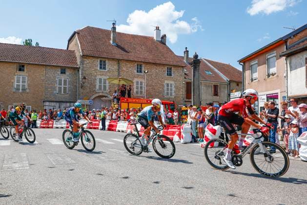 Tour de France 2026 Stage 13 BELFORT, FRANCE - JULY 17 : Van Asbroeck Tom (BEL) of NSN Cycling Team, Craps Lars (BEL) of Lotto - Intermarche in action during stage 13 of the 113rd edition of Tour de France an UCI World Tour 2.UWT cycling road race stage for Men Elite of 205 km with start in Dole and finish in Belfort on July 17, 2026 in Belfort, France, 17 07 2026 Belfort France  Copyright: xLucaxBettinix