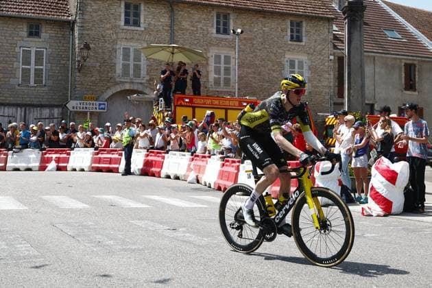 American Matteo Jorgenson of Team Visma-Lease a Bike pictured in action during stage 13 of the 2026 Tour de France cycling race, a stage of 205km from Dole to Belfort, on Friday 17 July 2026. The 113th edition of the Tour de France starts on Saturday 4 July in Barcelona, Spain, and will finish in Paris, France on the 26th of July. POOLxLUCAxBETTINI  x181339508x