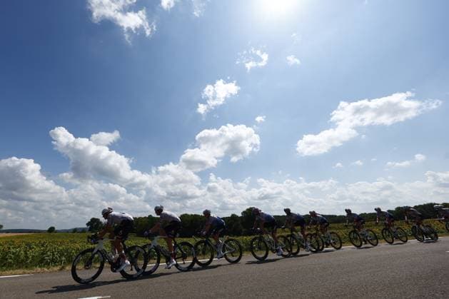 The pack of riders pictured in action during stage 13 of the 2026 Tour de France cycling race, a stage of 205km from Dole to Belfort, on Friday 17 July 2026. The 113th edition of the Tour de France starts on Saturday 4 July in Barcelona, Spain, and will finish in Paris, France on the 26th of July. POOLxLUCAxBETTINI  x181340732x