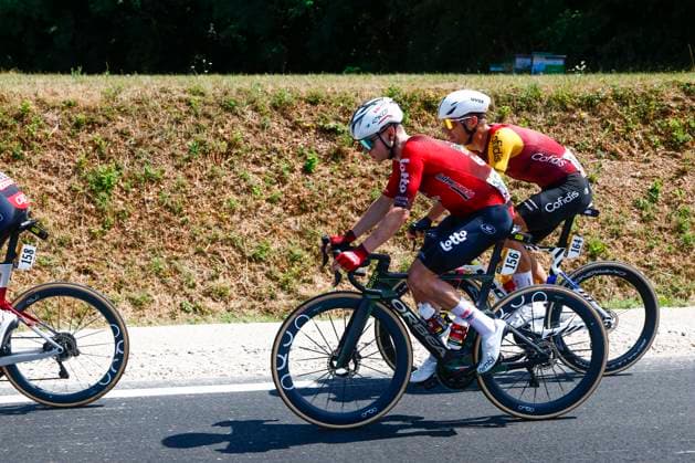 Tour de France 2026 Stage 13 BELFORT, FRANCE - JULY 17 : Van Eetvelt Lennert (BEL) of Lotto - Intermarche in action during stage 13 of the 113rd edition of Tour de France an UCI World Tour 2.UWT cycling road race stage for Men Elite of 205 km with start in Dole and finish in Belfort on July 17, 2026 in Belfort, France, 17 07 2026 Belfort France  Copyright: xLucaxBettinix