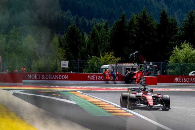 STAVELOT, BELGIUM: Charles Leclerc, racing for the Ferrari team during the 2026 Formula 1 Belgian Grand Prix at the Circuit de Spa-Francorchamps in Stavelot, Belgium