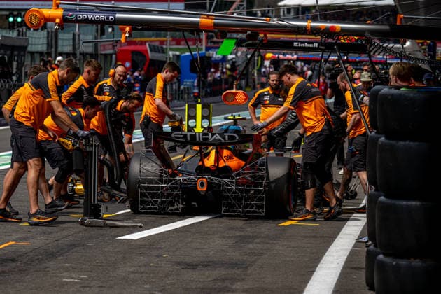 STAVELOT, BELGIUM: Lando Norris, racing for the McLaren F1 team during the 2026 Formula 1 Belgian Grand Prix at the Circuit de Spa-Francorchamps in Stavelot, Belgium