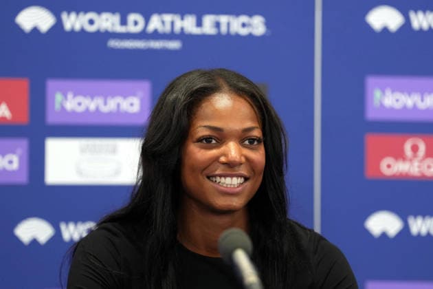 Track and Field: London Athletics Meet Gabby Thomas aka Gabrielle Thomas (USA) during London Athletics Meet press conference, PK, Pressekonferenz at London Stadium, Friday, July 17, 2026, in London, United Kingdom. London England United Kingdom EDITORIAL USE ONLY Copyright: xImagexofxSportx ImagexofxSportx iosphotos414828