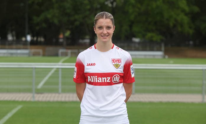 BAU Stuttgart , Lenelotte Müller; VfB Stuttgart Frauen ; 1.BL Frauen, Porträttermin 2026 2027, *** BAU Stuttgart, Lenelotte Müller, VfB Stuttgart Women s 1st Team (Women s Bundesliga), Photo Shoot 2026–2027,