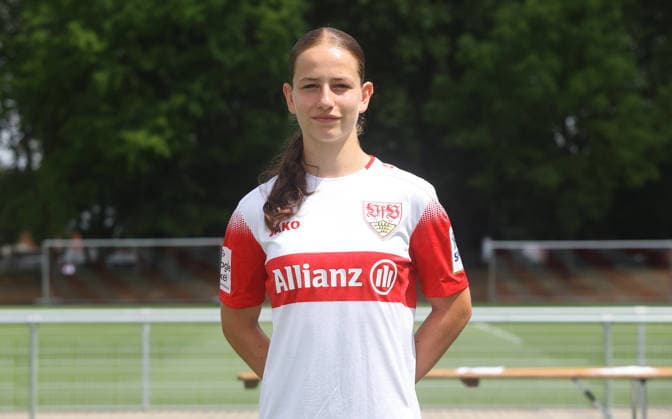 BAU Stuttgart , Svenja Hecke; VfB Stuttgart Frauen ; 1.BL Frauen, Porträttermin 2026 2027, *** BAU Stuttgart, Svenja Hecke, VfB Stuttgart Women s 1st Team (Women s Bundesliga), Photo Shoot 2026–2027,