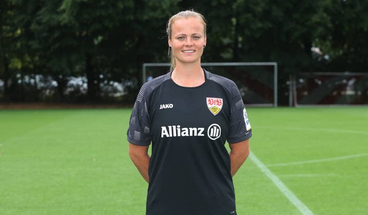 BAU Stuttgart , Miriam Hanemann; VfB Stuttgart Frauen ; 1.BL Frauen, Porträttermin 2026 2027, *** BAU Stuttgart, Miriam Hanemann, VfB Stuttgart Women s 1st Team (Women s Bundesliga), Photo Shoot 2026–2027,