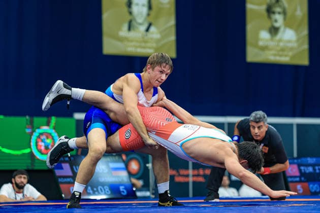 Wrestling Ranking Series Polyak & Janos & Istvan Memorial 77kg GR - Danil Grigorev (RUS) df. Joel Richard Adams (USA) *** Wrestling Ranking Series: Janos Istvan Polyak Memorial, 77 kg Greco-Roman: Danil Grigorev (RUS) def. Joel Richard Adams (USA) Copyright: xUnitedxWorldxWrestlingx xAmirrezx United World Wrestling Kadir C