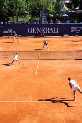 TENNIS - WTA, Tennis Damen Generali Open Ladies Kitzbuehel KITZBUEHEL,AUSTRIA,17.JUL.26 - TENNIS - WTA Tour, Generali Open Ladies Kitzbuehel. Image shows Alicia Barnett (GBR), Elixane Lechemia (FRA), Laura Pigossi (BRA) and Yvonne Cavalle-Reimers (ESP).  GEPAxpictures xJulioxArellano