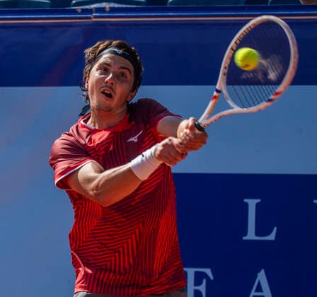 July 17, 2026, Gstaad, Bern, Switzerland: Gstaad Switzerland, 07 17 2026: ALEXANDER SHEVCHENKO of Kazakhstan is in action during semi-finals of EFG Swiss Open Gstaad ATP, Tennis Herren 250,Tennis Herren 250, which is known as the Swiss Gstaad Open and took place at Roy Emerson Arena in Gstaad, which is located in the famous ski resort of Gstaad and which is located in the Bernese Oberland. Gstaad Switzerland - ZUMAd206 20260717_zip_d206_079 Copyright: xEricxDubostx