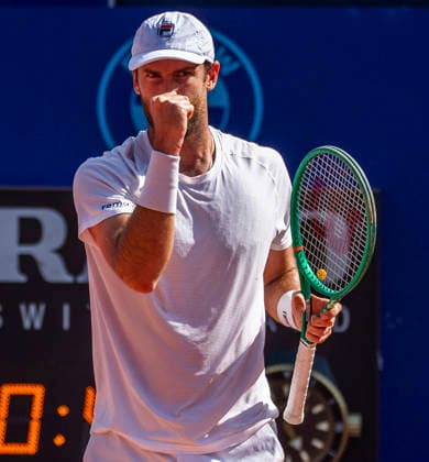 July 17, 2026, Gstaad, Bern, Switzerland: Gstaad Switzerland, 07 17 2026: QUENTIN HALYS of France celebrates during semi-finals of EFG Swiss Open Gstaad ATP, Tennis Herren 250,Tennis Herren 250, which is known as the Swiss Gstaad Open and took place at Roy Emerson Arena in Gstaad, which is located in the famous ski resort of Gstaad and which is located in the Bernese Oberland. Gstaad Switzerland - ZUMAd206 20260717_zip_d206_082 Copyright: xEricxDubostx